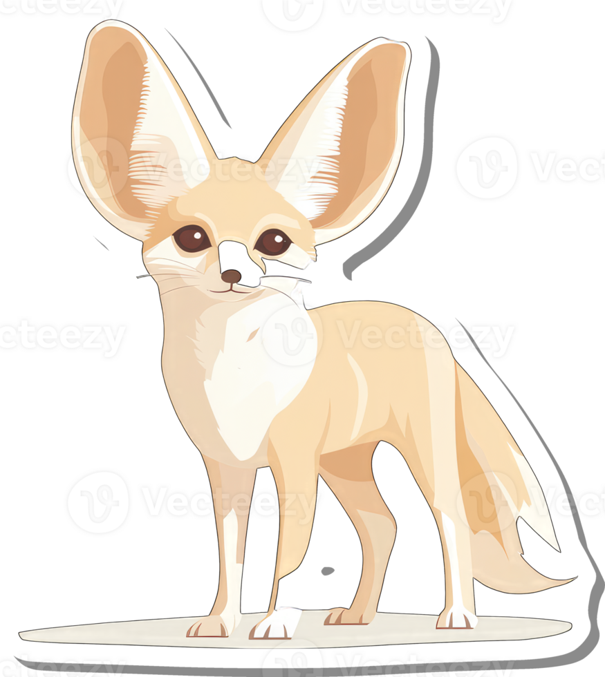 A Cute Fennec Fox Standing On Light Beige Ground png