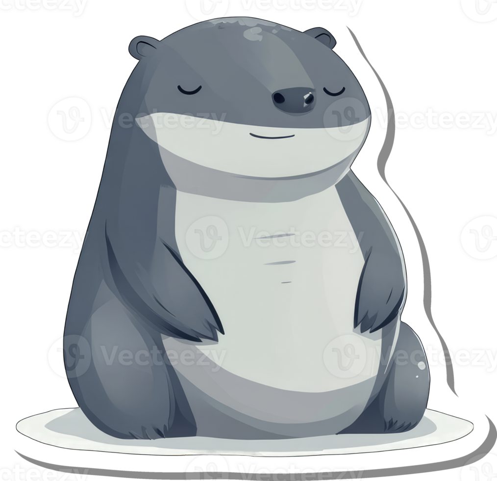 A Serene Grey Otter Sitting Calmly png