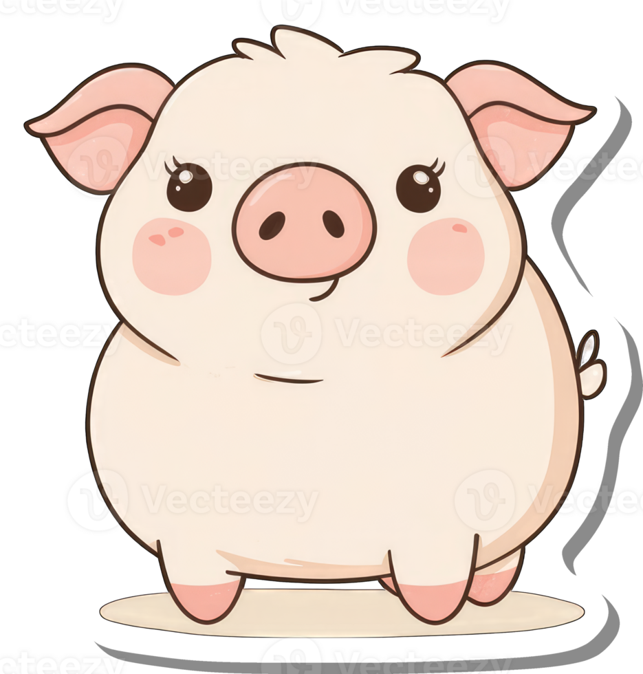 Adorable Cartoon Piglet Stands Happily Smiling png