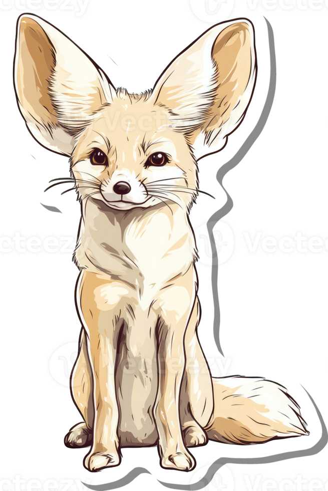 A charming fennec fox sits patiently awaiting attention png