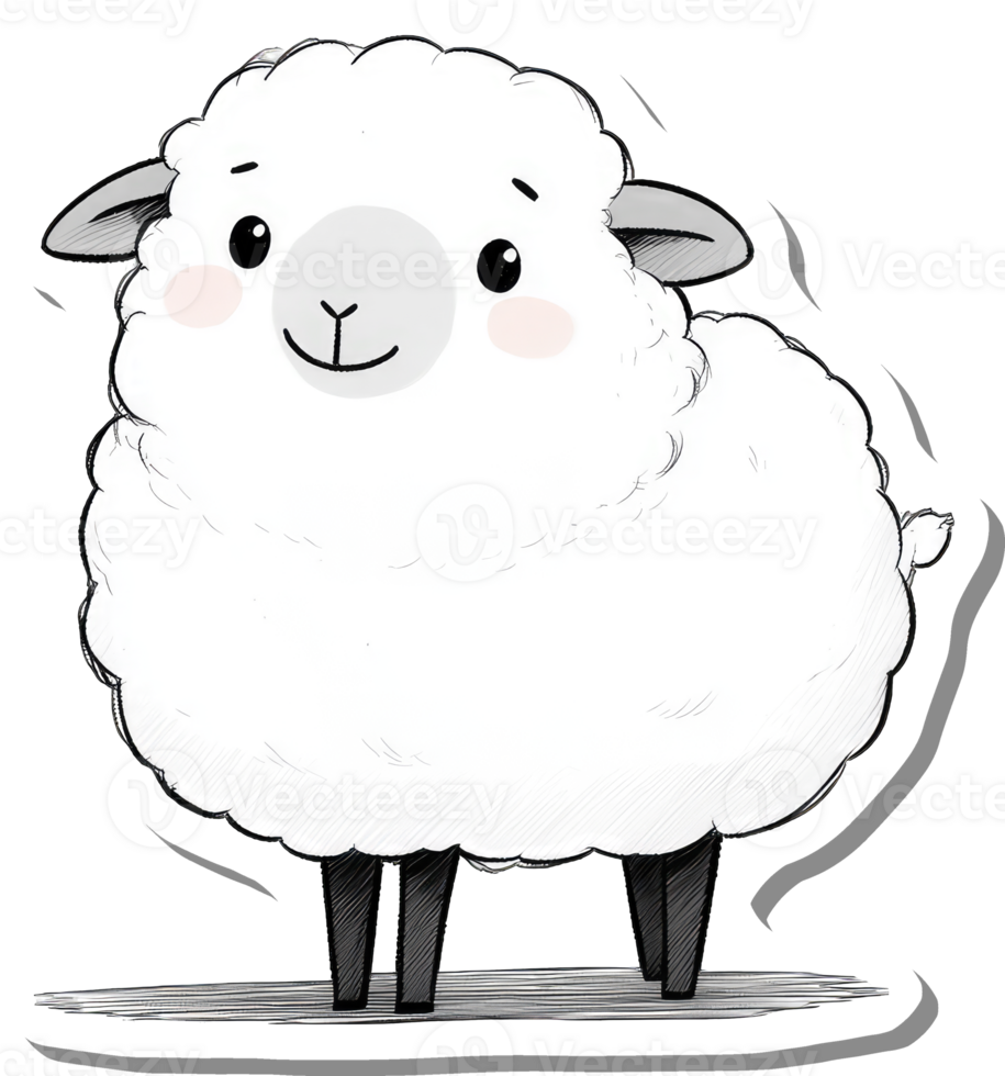 Adorable Cartoon Sheep Character Illustration png