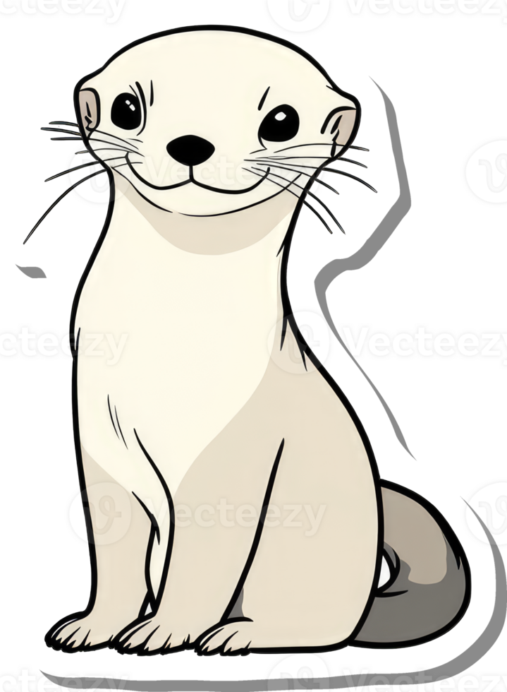 A cute cartoon illustration of a smiling stoat png