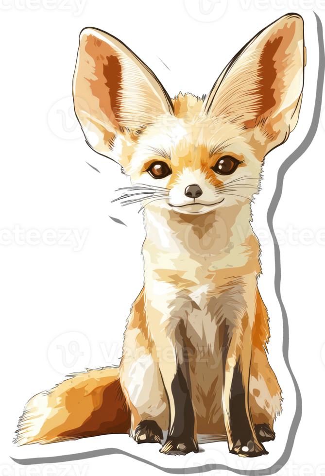 Adorable Fennec Fox Sitting Calmly and Posing png