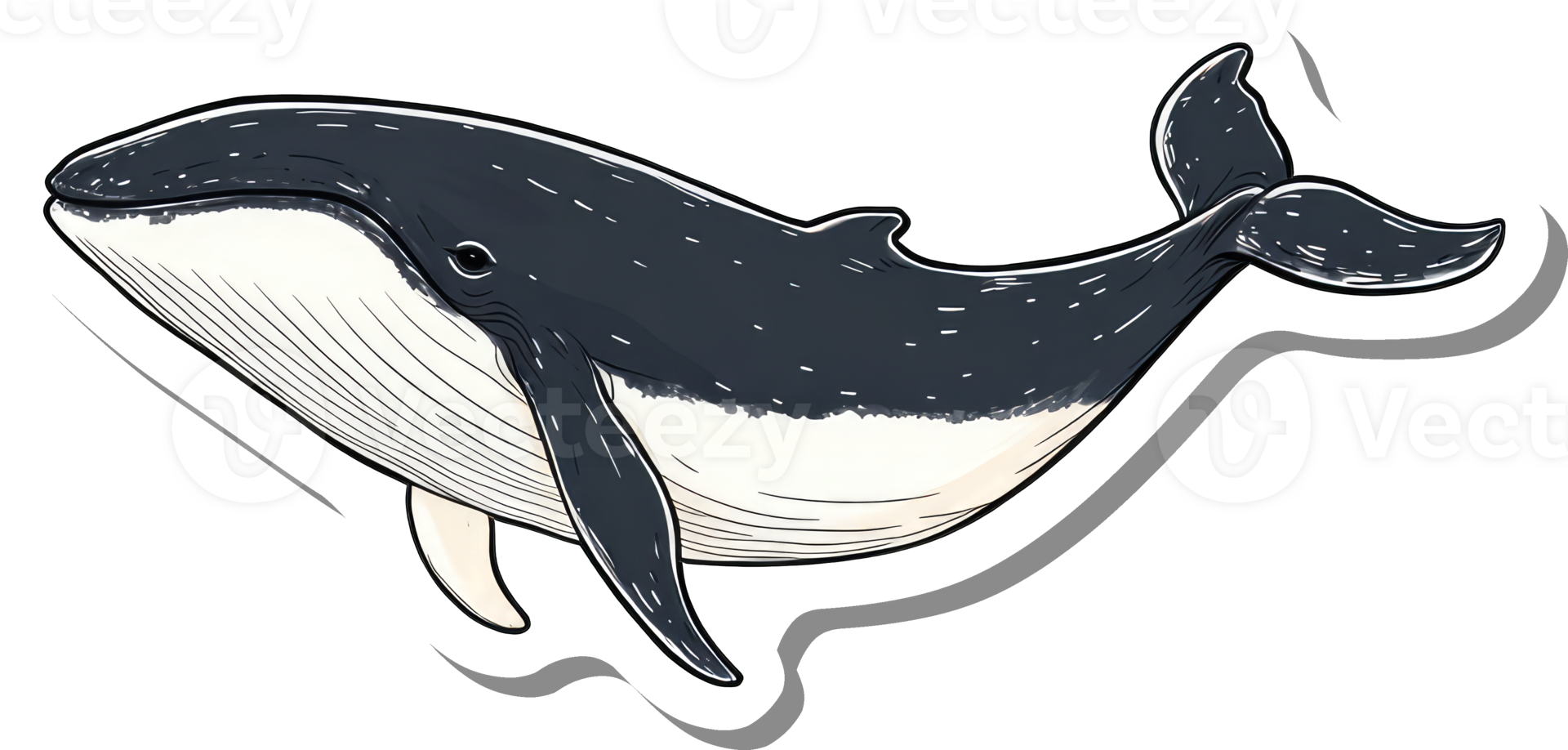 A stylized illustration of a humpback whale swimming png