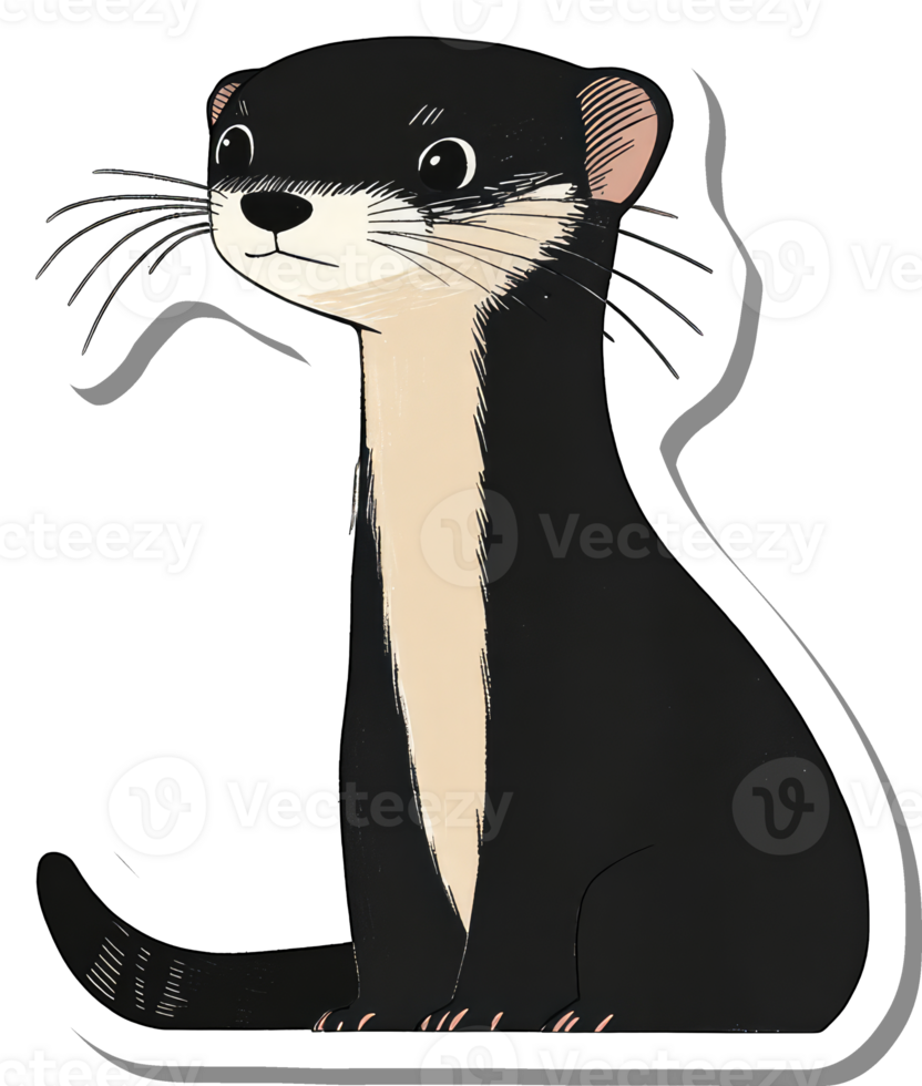 Adorable Black And Tan Stoat Sitting Pretty png
