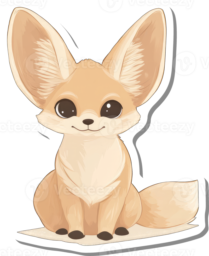 Adorable Fennec Fox Sitting Calmly On White Background png