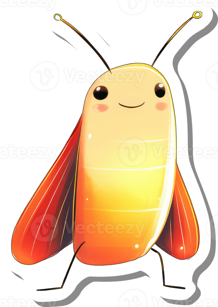 Adorable Cartoon Firefly With Red Wings png