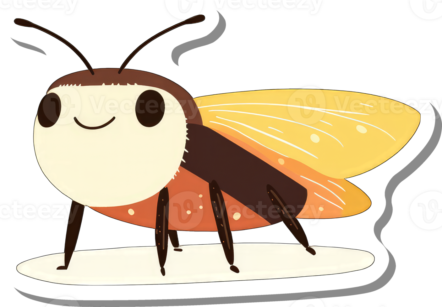 A Happy Cartoon Insect With Orange And Yellow Wings png