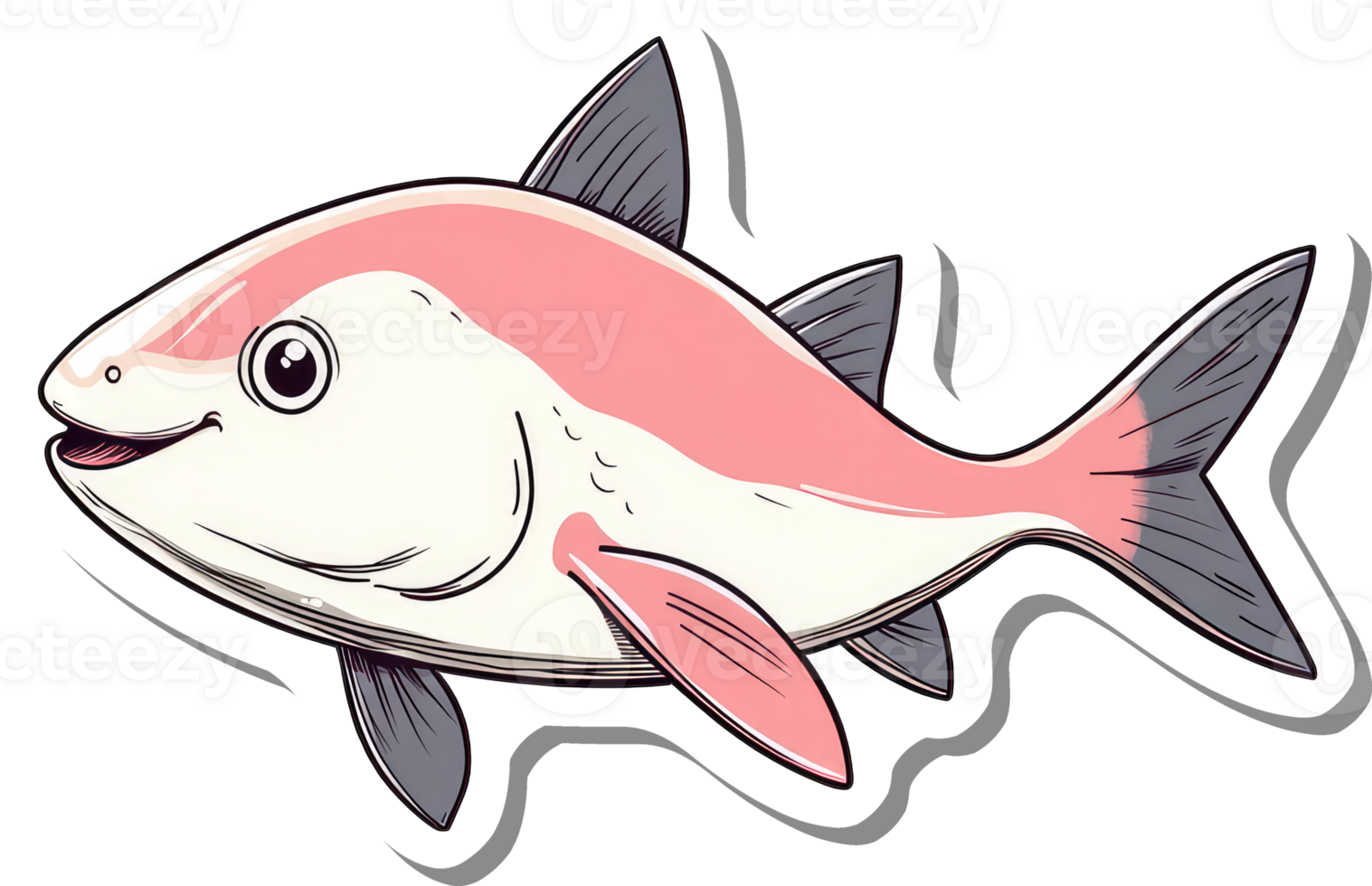 A Cartoon Illustration Of A Pink Fish png