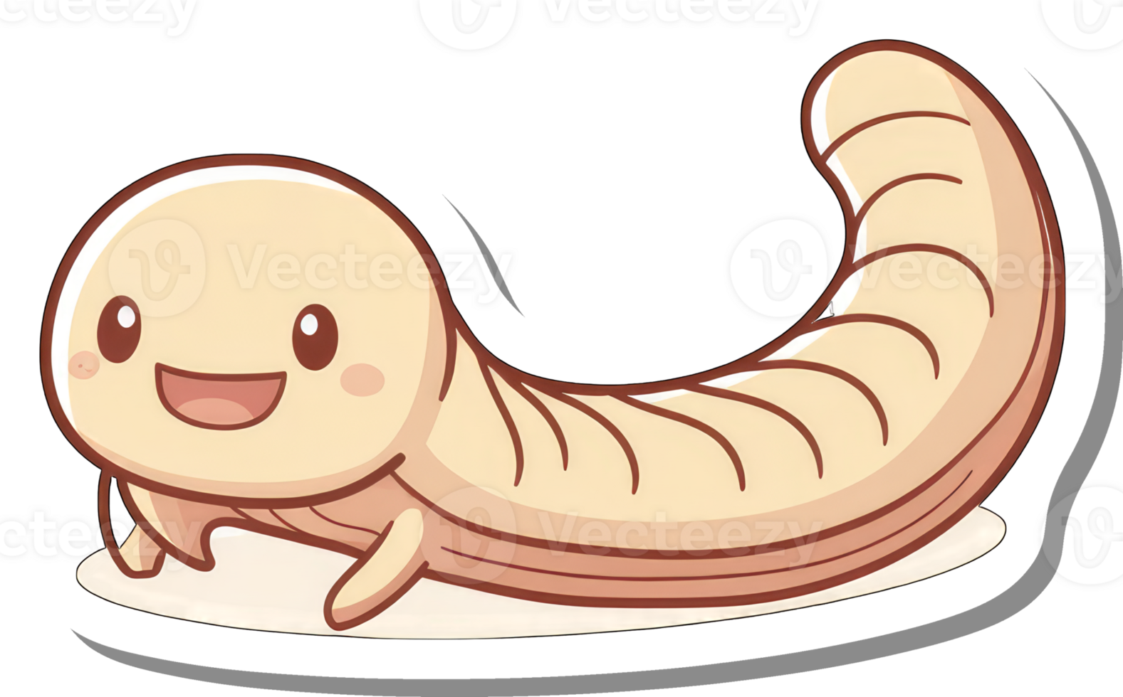 Happy Cartoon Worm With Segmented Body png