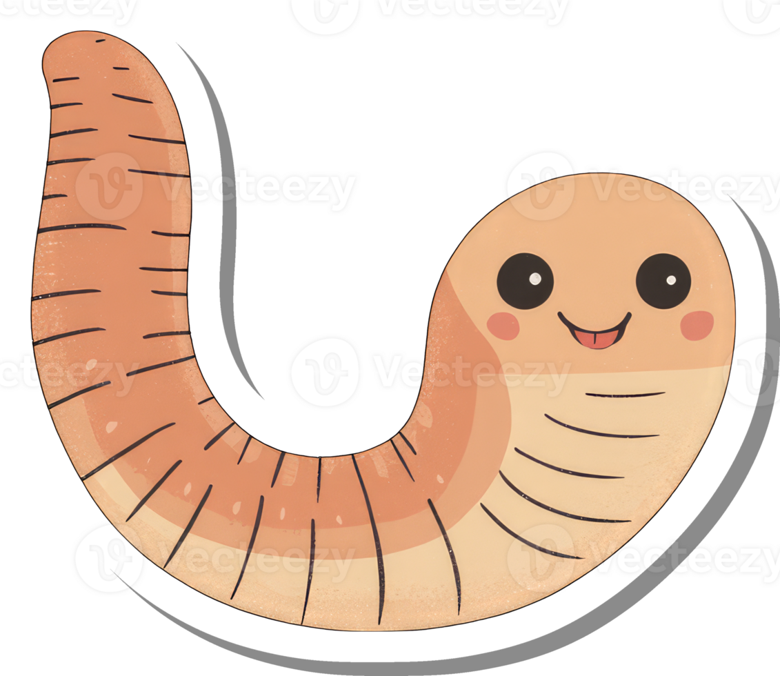 Adorable Cartoon Worm with Happy Expression Smiling png
