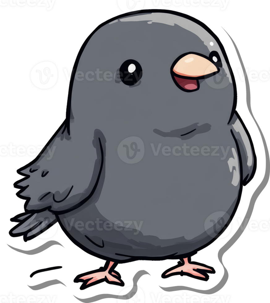 A Cute Cartoon Grey Bird Character Design png