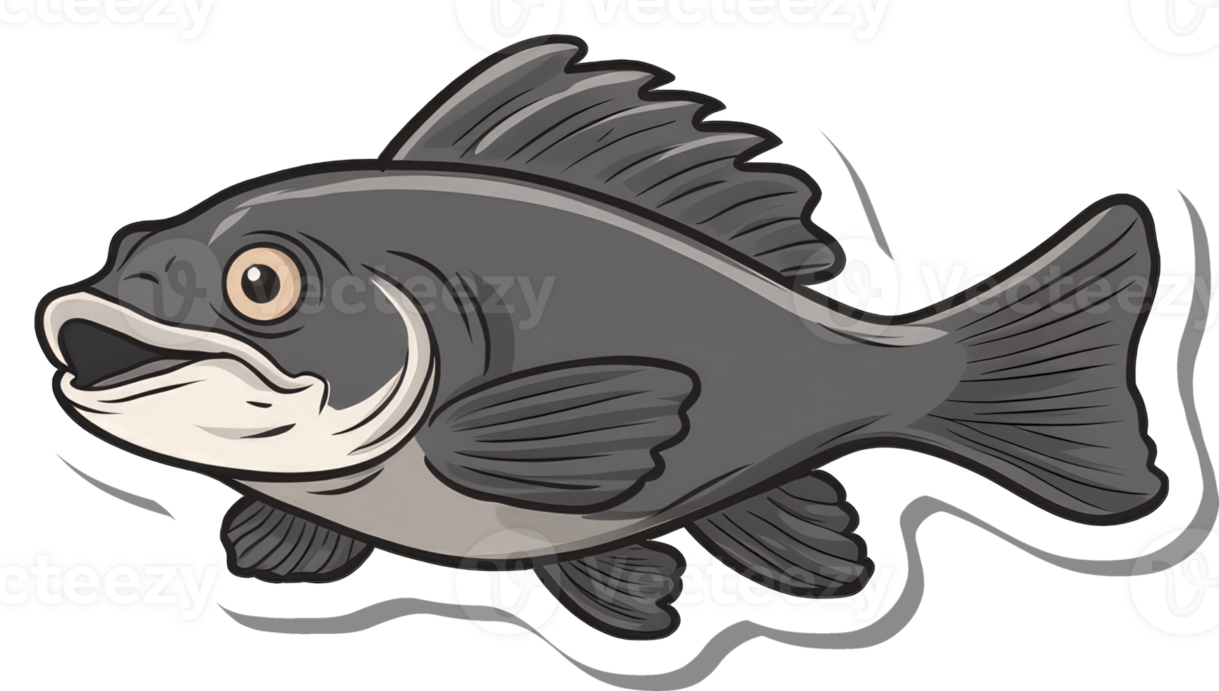 A Cartoon Illustration Of A Gray Fish png