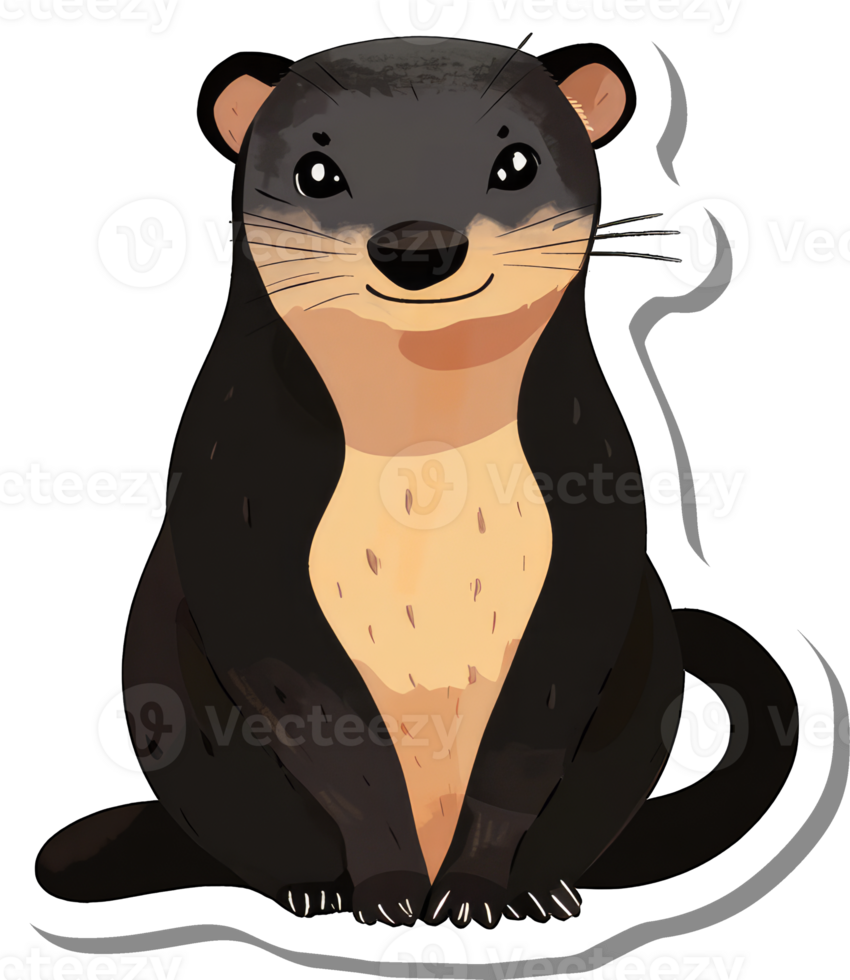 Adorable Cartoon Otter Sitting Calmly png