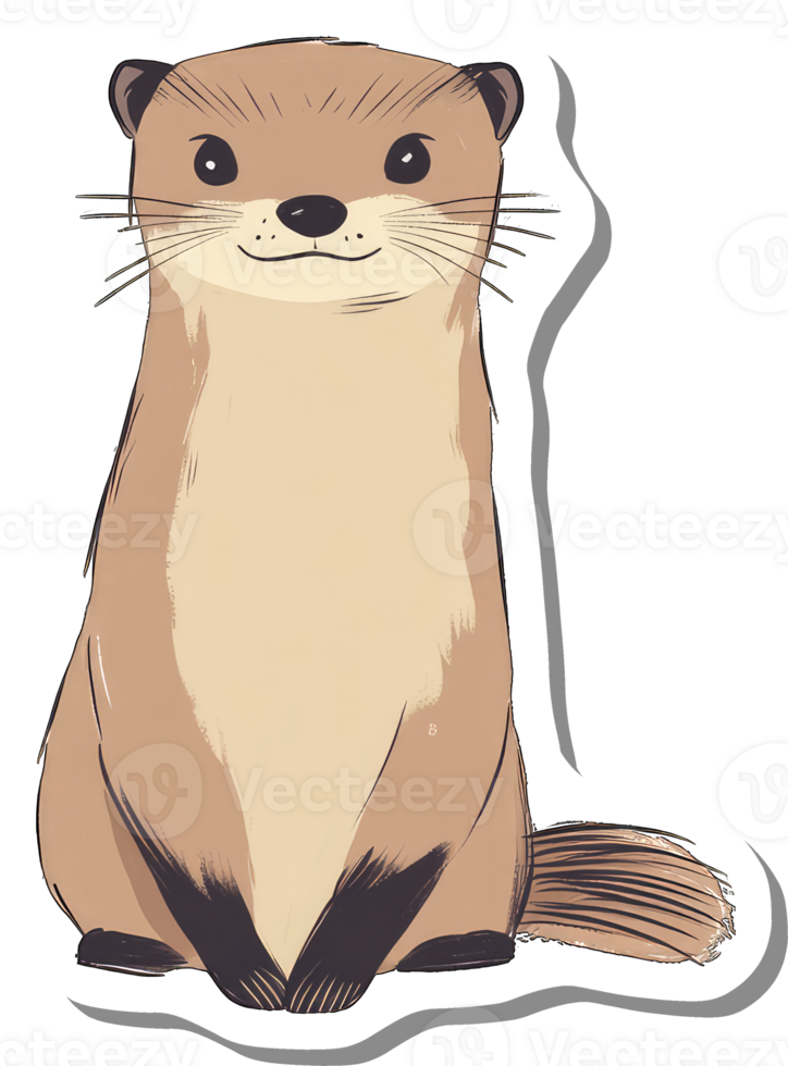 An Adorable Cartoon Otter Sitting Calmly png