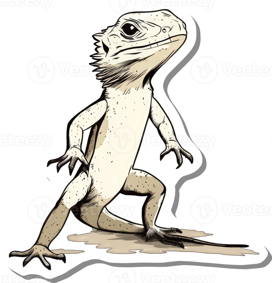 A Whimsical Illustration Of A Standing Lizard png