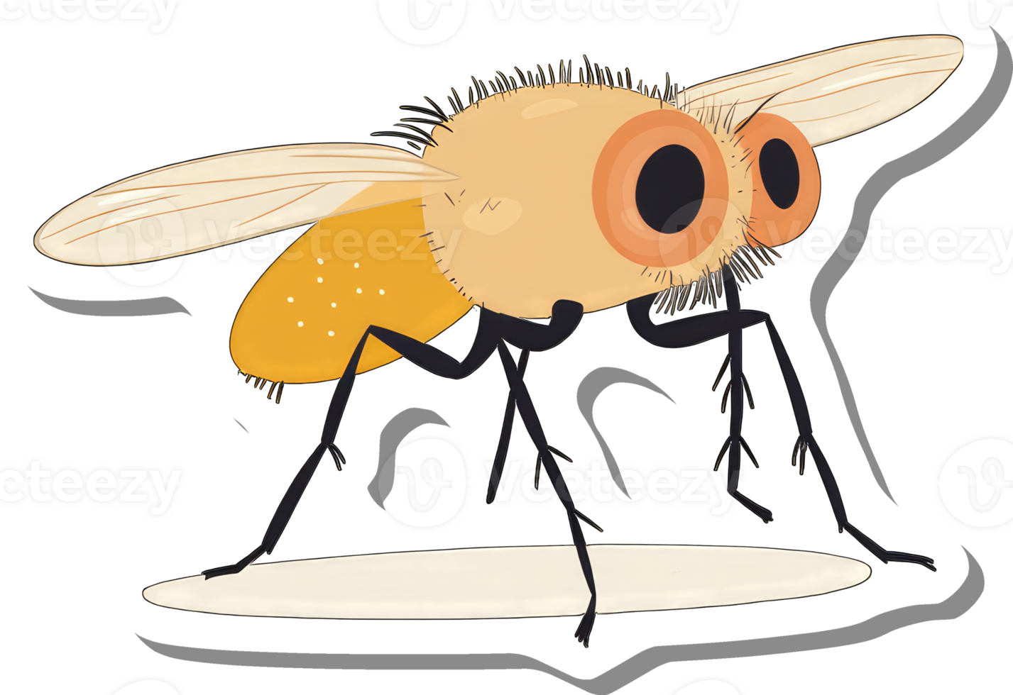 A Cartoon Illustration Of A Yellow Fly png