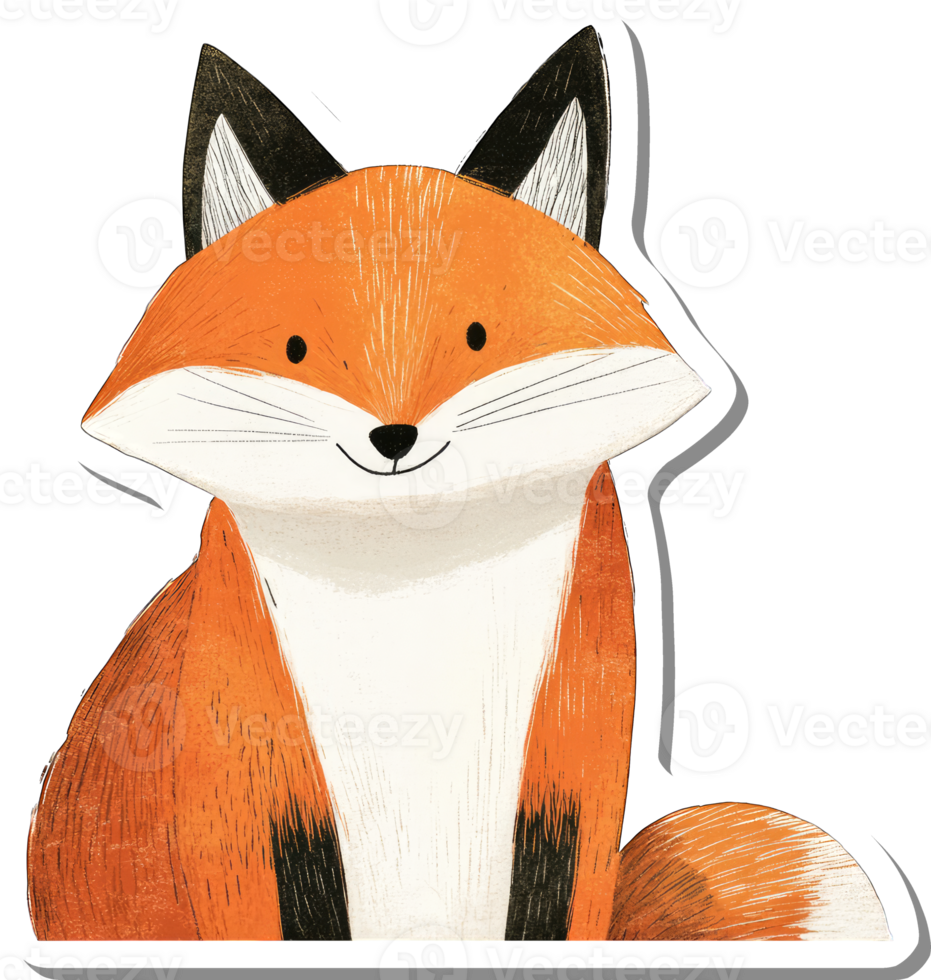 Adorable Orange Fox Sitting Calmly For Illustration png
