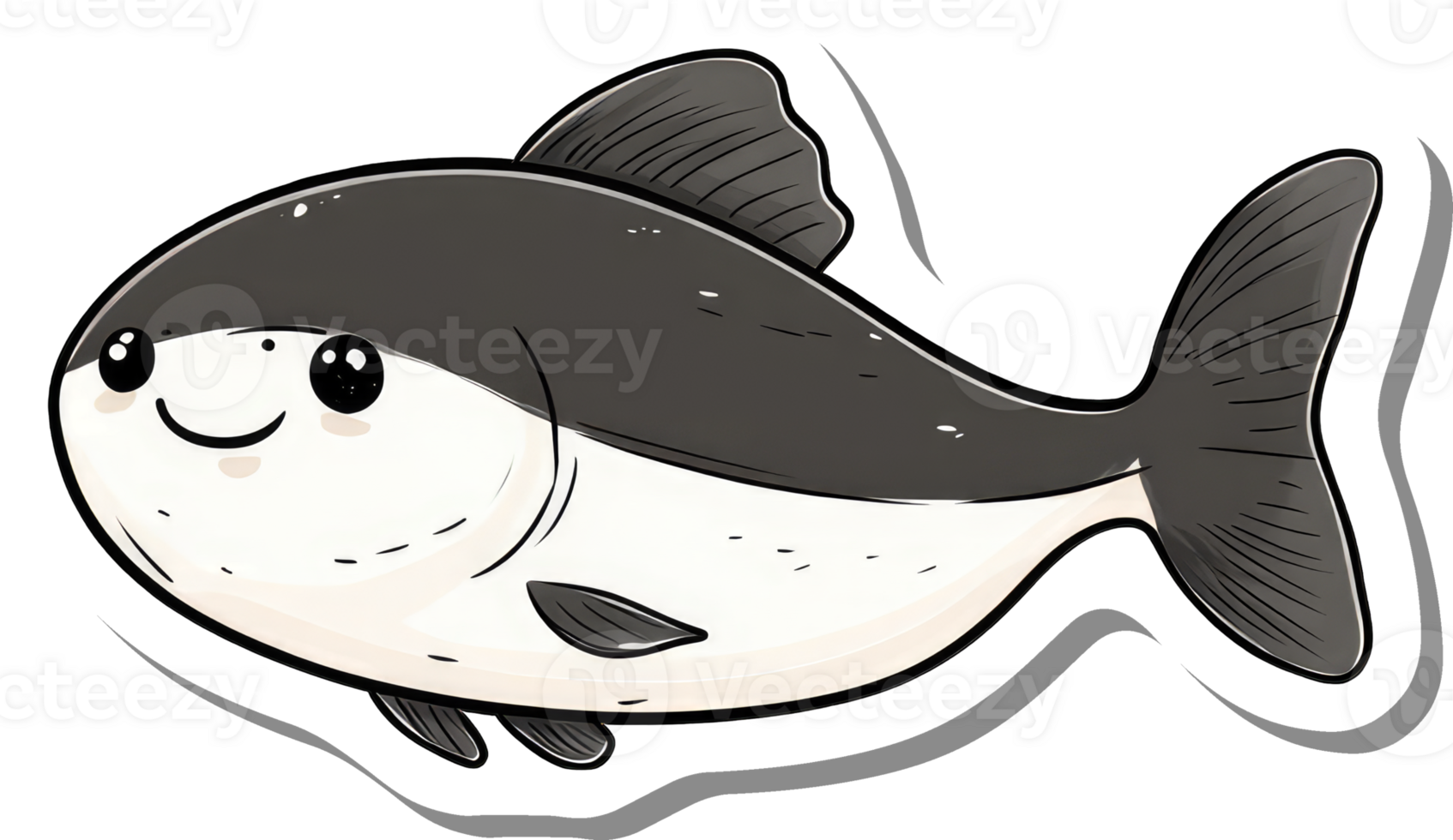 Adorable Cartoon Fish With Happy Expression png