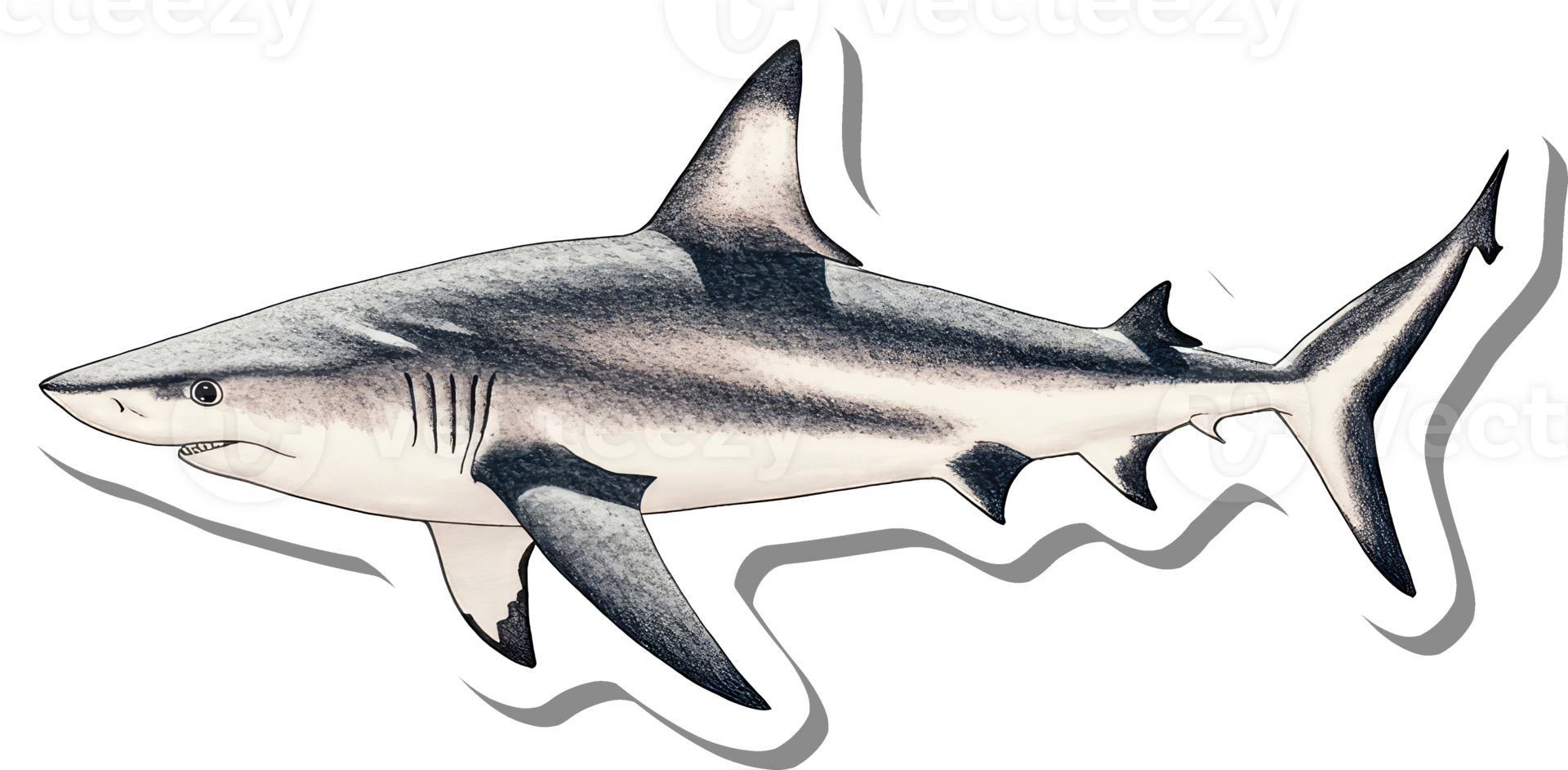 A detailed illustration of a dusky shark swimming png