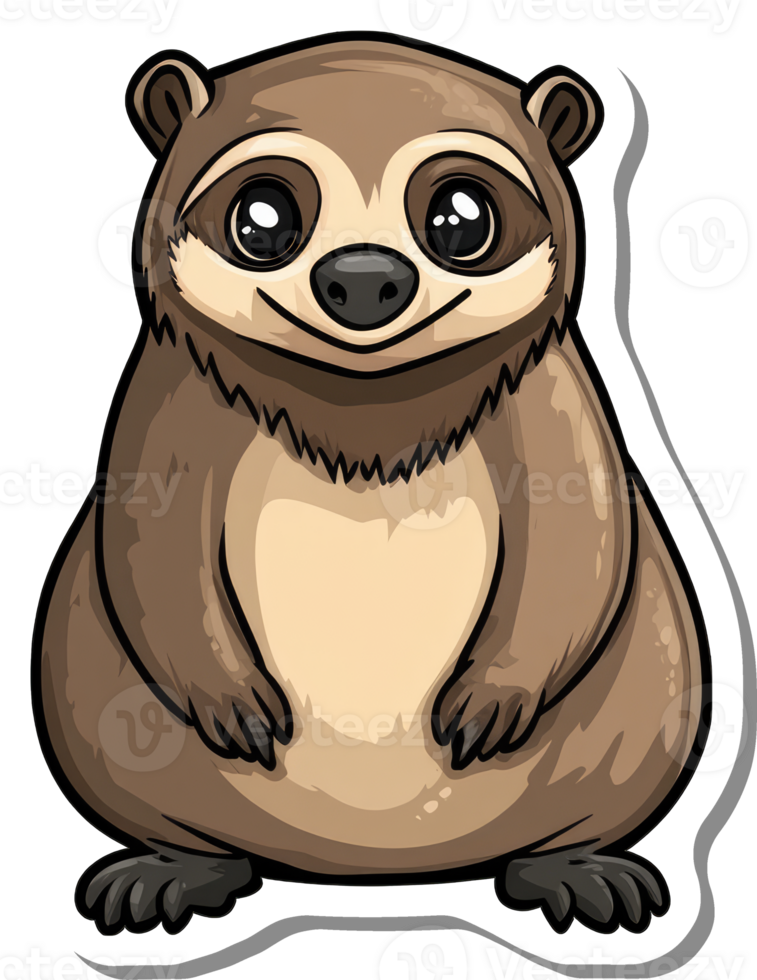 Adorable Cartoon Sloth Displays a Happy Expression png