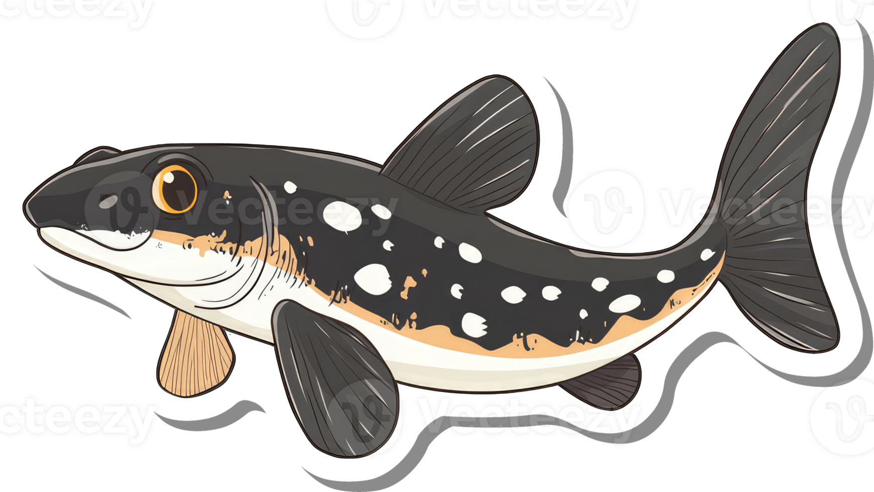 Illustration of a Spotted Freshwater Fish png