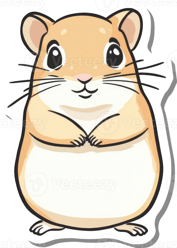 Adorable Hamster Sitting Paws Together Happy Expression png