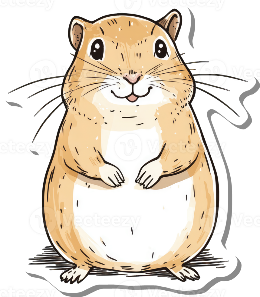 A cheerful plump hamster sits happily png