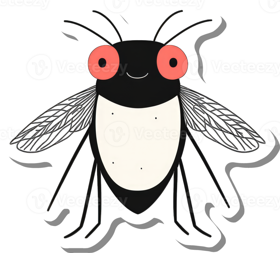 Happy Cartoon Insect With Large Red Eyes And Wings png