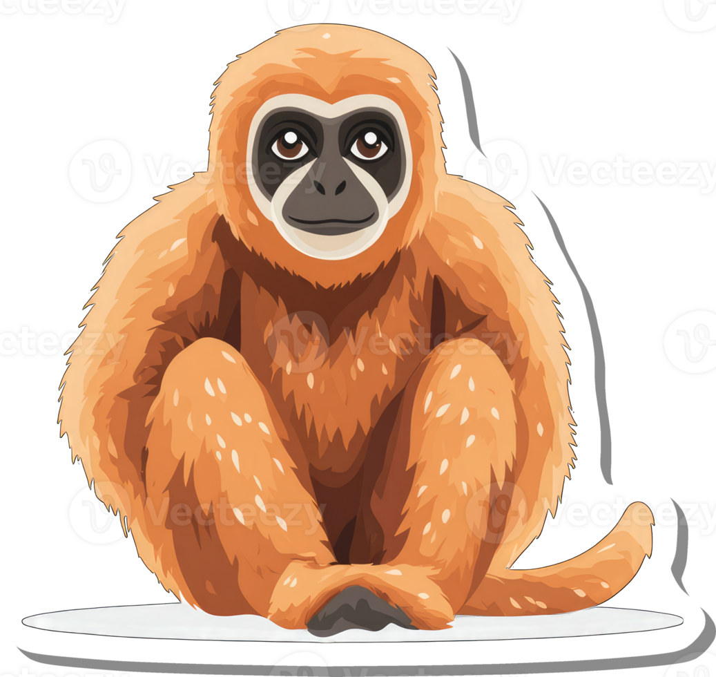 A Golden Gibbon Sits Calmly and Contentedly png