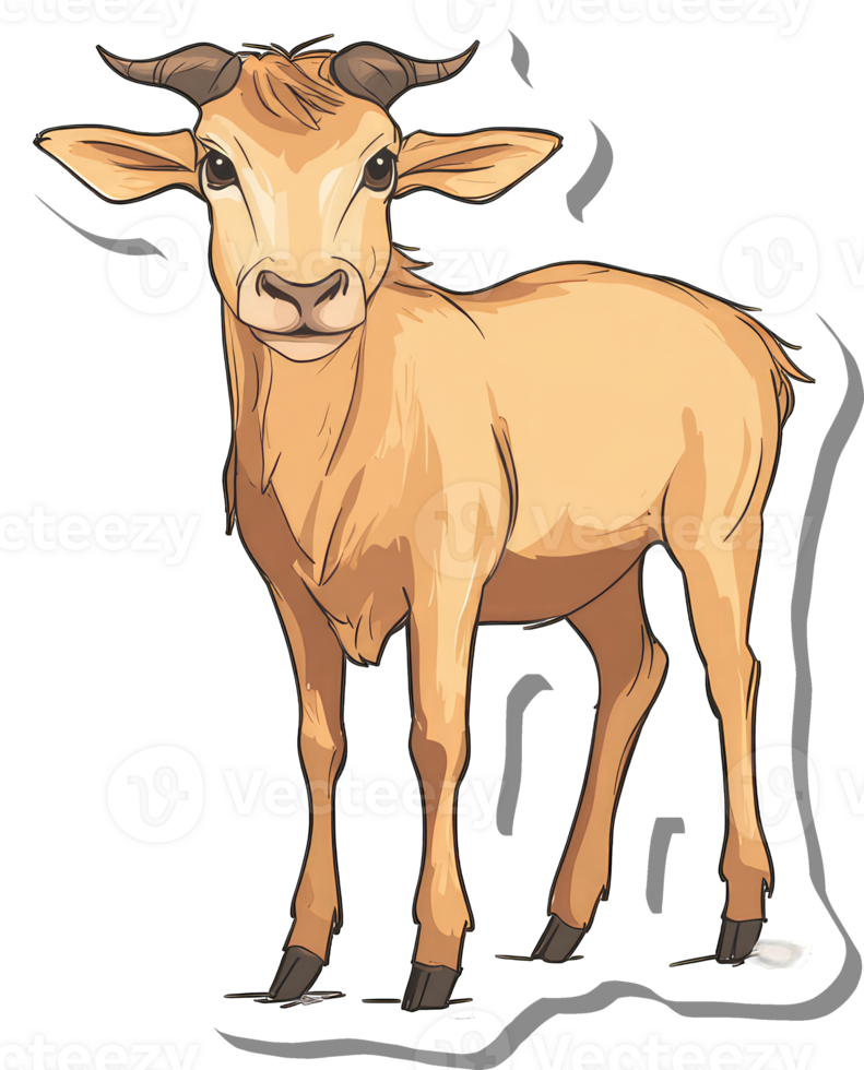 A Young Light Brown Goat Stands Calmly png