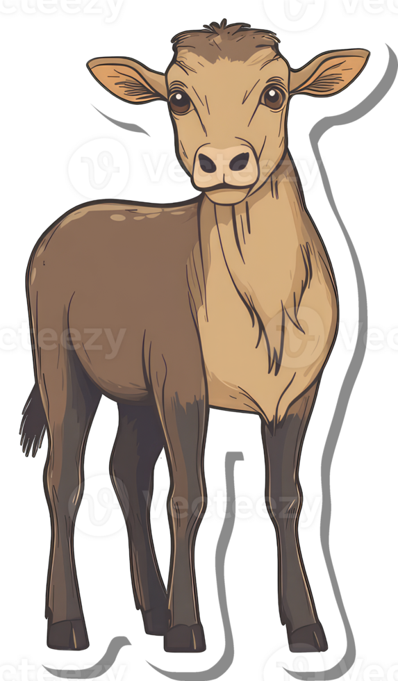 Adorable Young Brown Calf Standing Calmly png