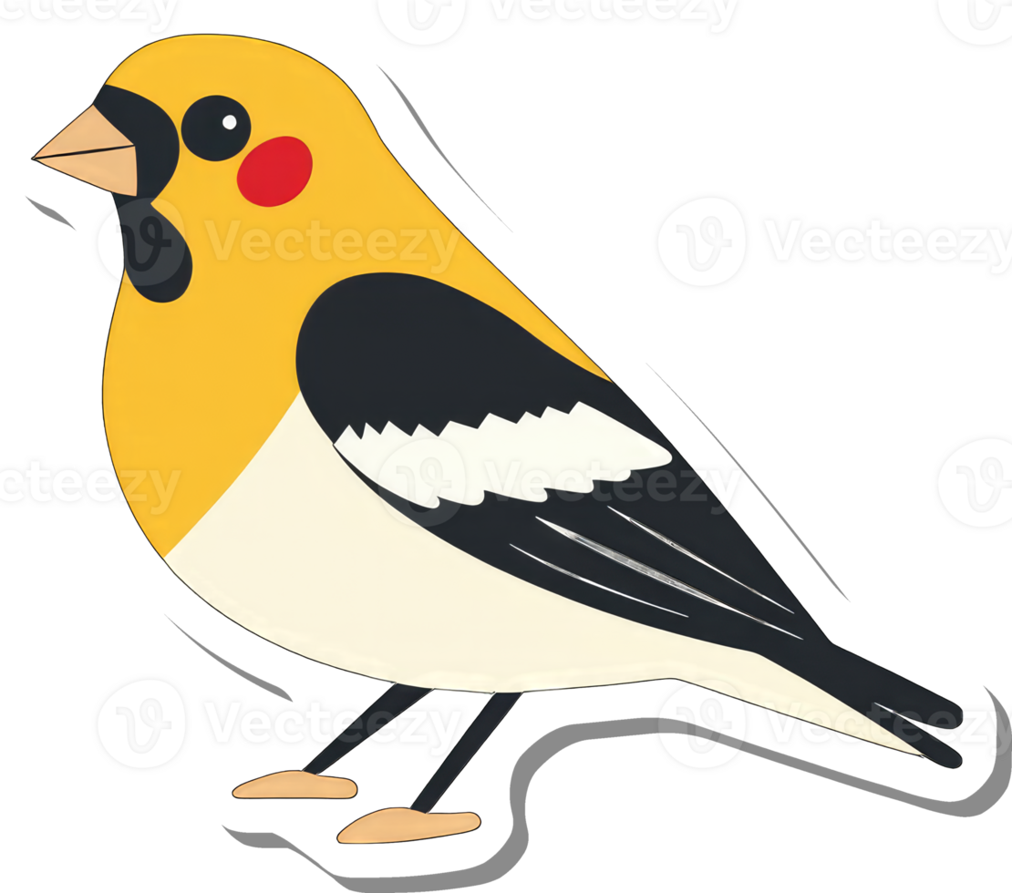 A stylized illustration of a yellow and black bird png