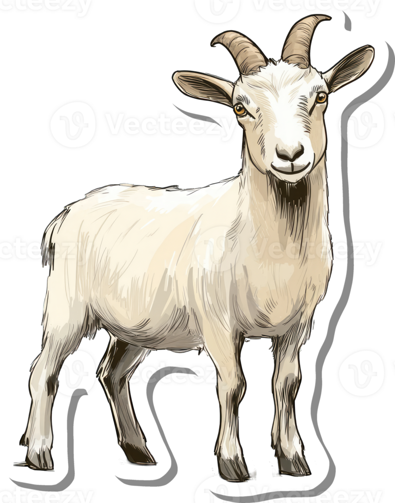 A Gentle White Goat Stands Serenely png