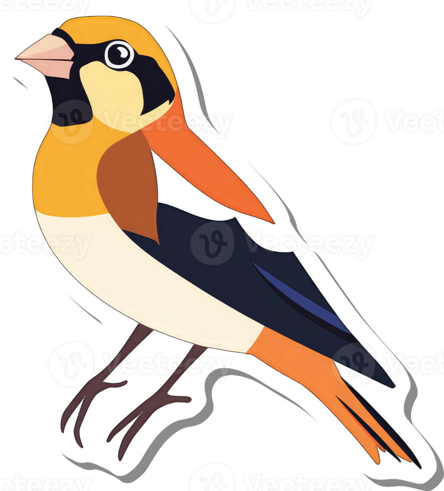 A Colorful Illustration Of A Hawfinch Bird png