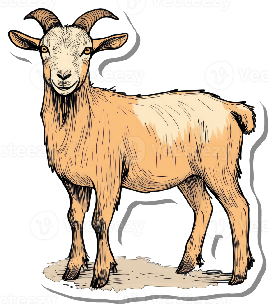 A Light Brown Goat Standing on the Ground png