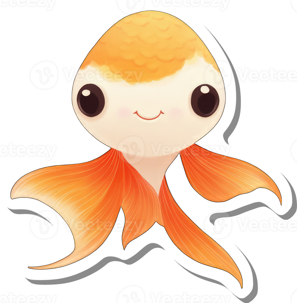 Adorable Cartoon Goldfish with Happy Expression png