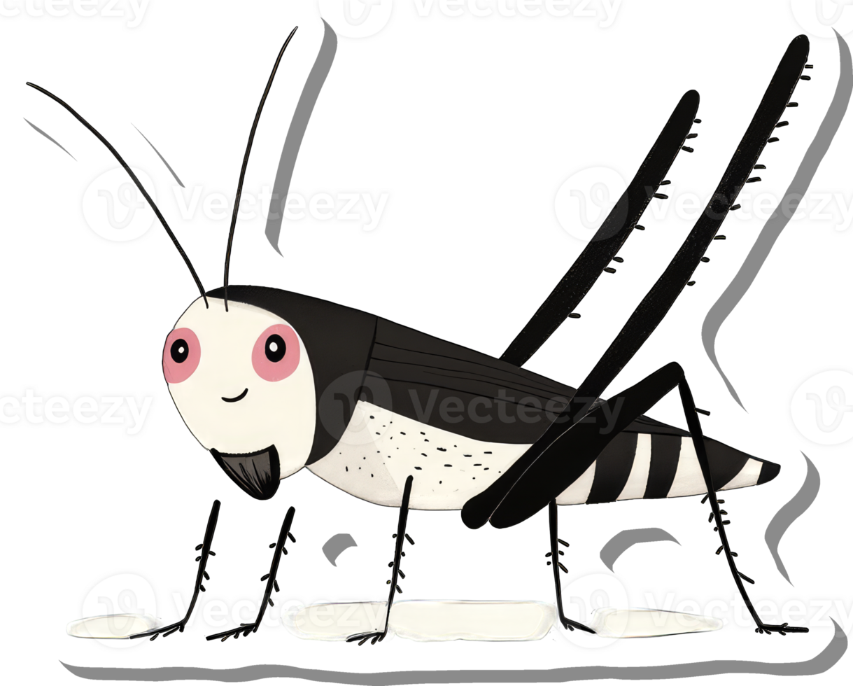 A whimsical illustration of a stylized grasshopper png