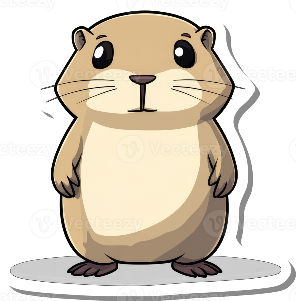 Adorable Cartoon Prairie Dog Stands On White Background png