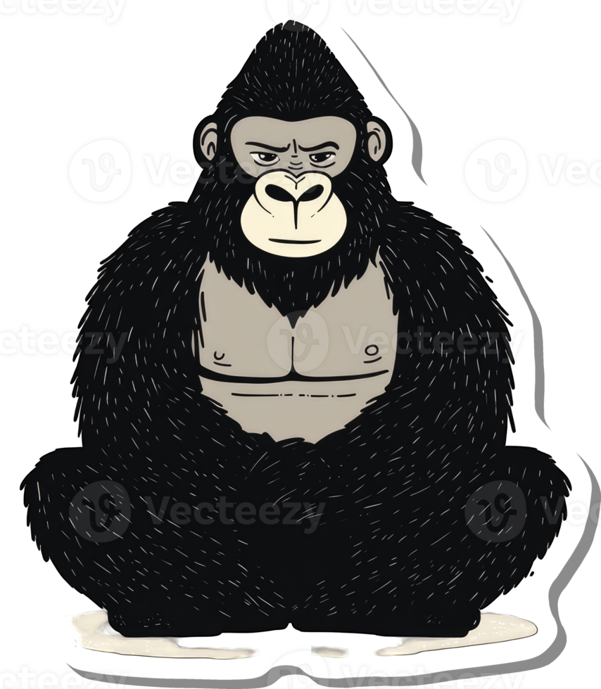 A Powerful Gorilla Sitting Calmly and Serene png