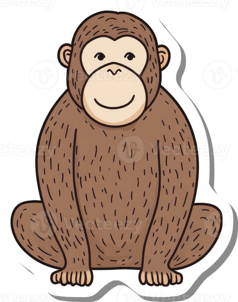 A Happy Brown Monkey Sitting Down png