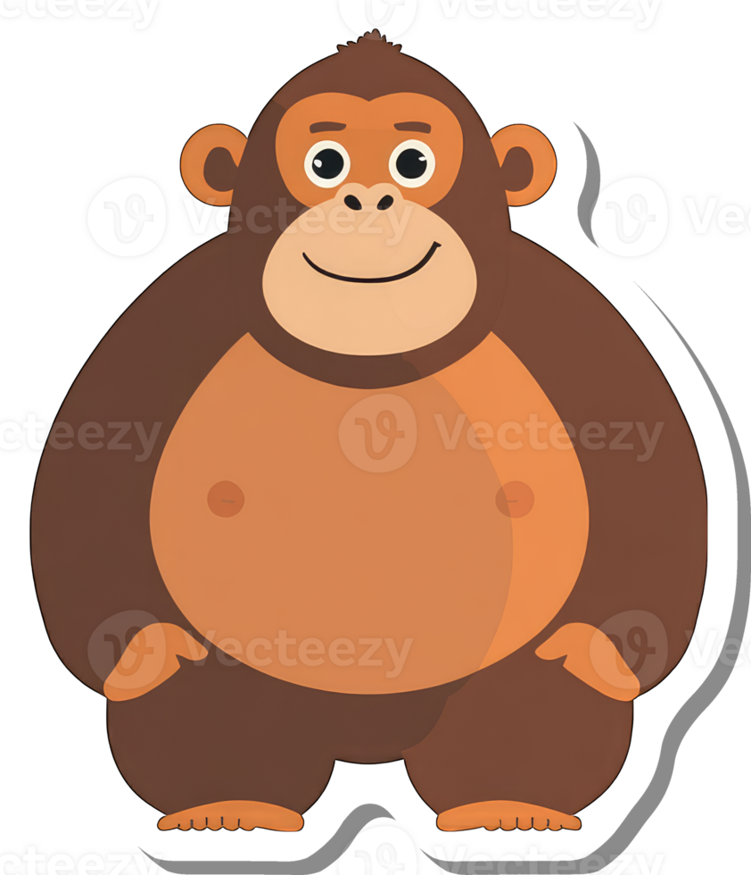 A Happy Cartoon Gorilla Stands Smiling png