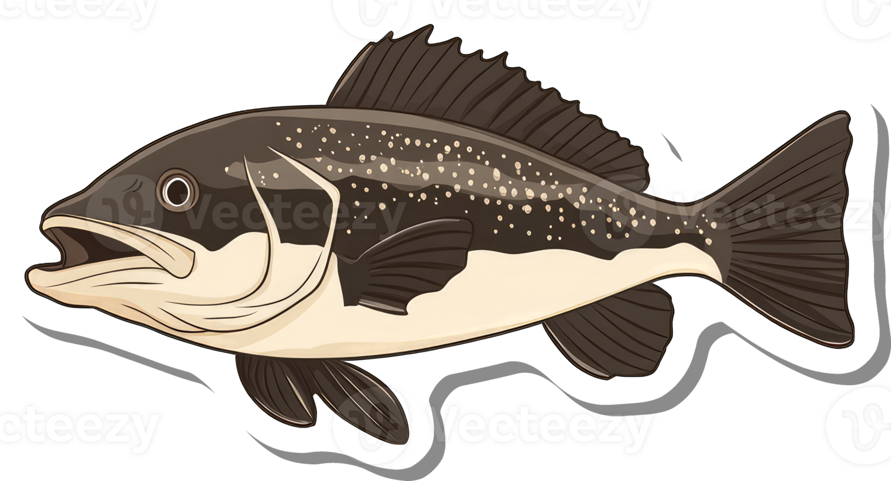 Illustration of a speckled brown fish with fins png