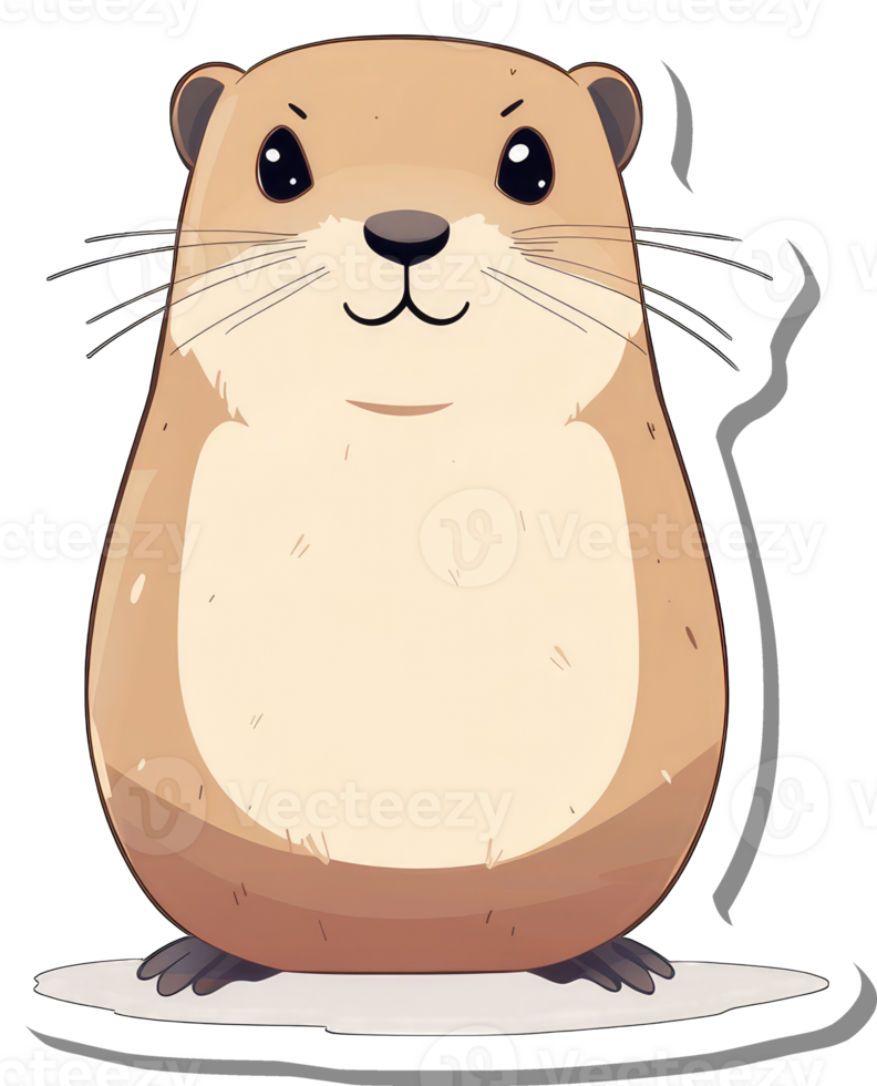 Adorable Cartoon Otter Displays a Happy Expression png