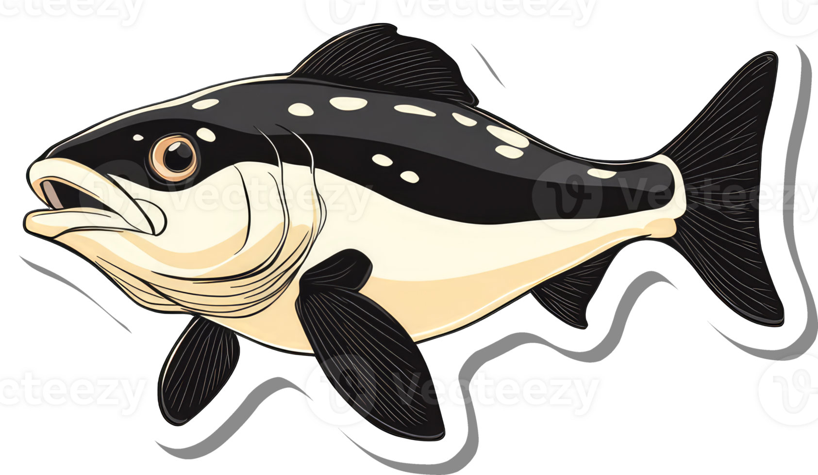 A stylized illustration of a spotted fish png