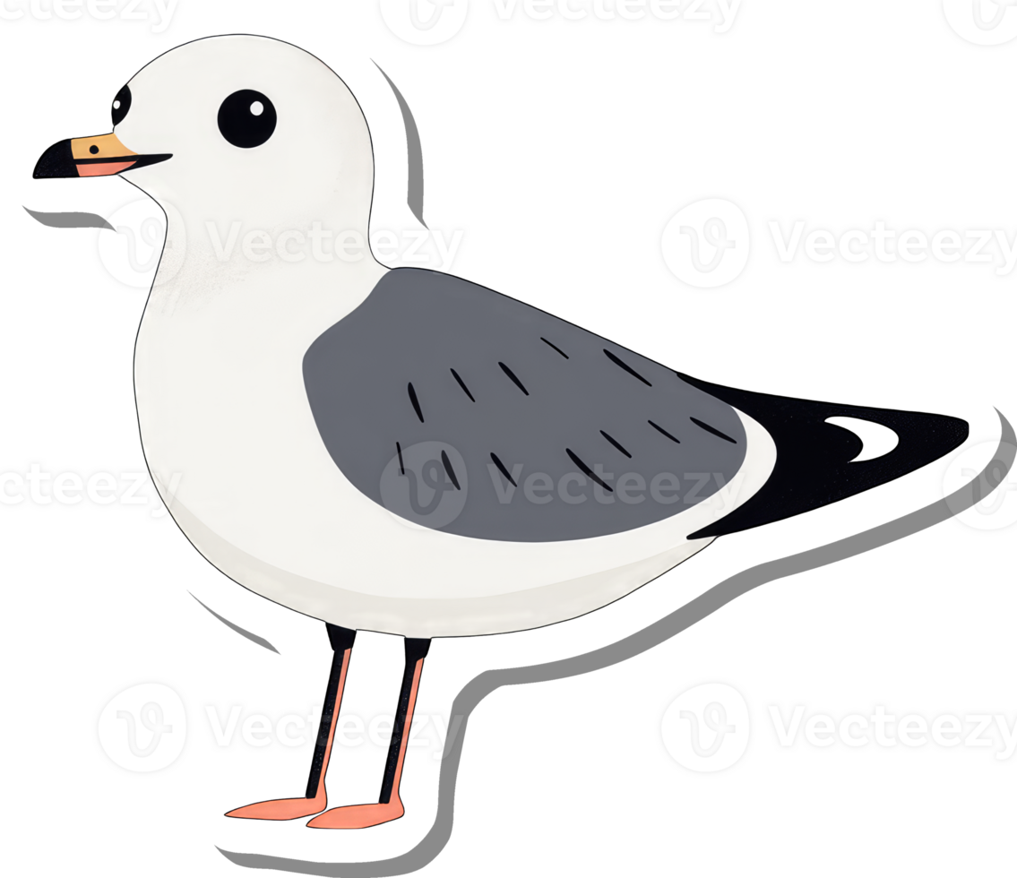 A Cute Cartoon Illustration Of A Seagull Bird png