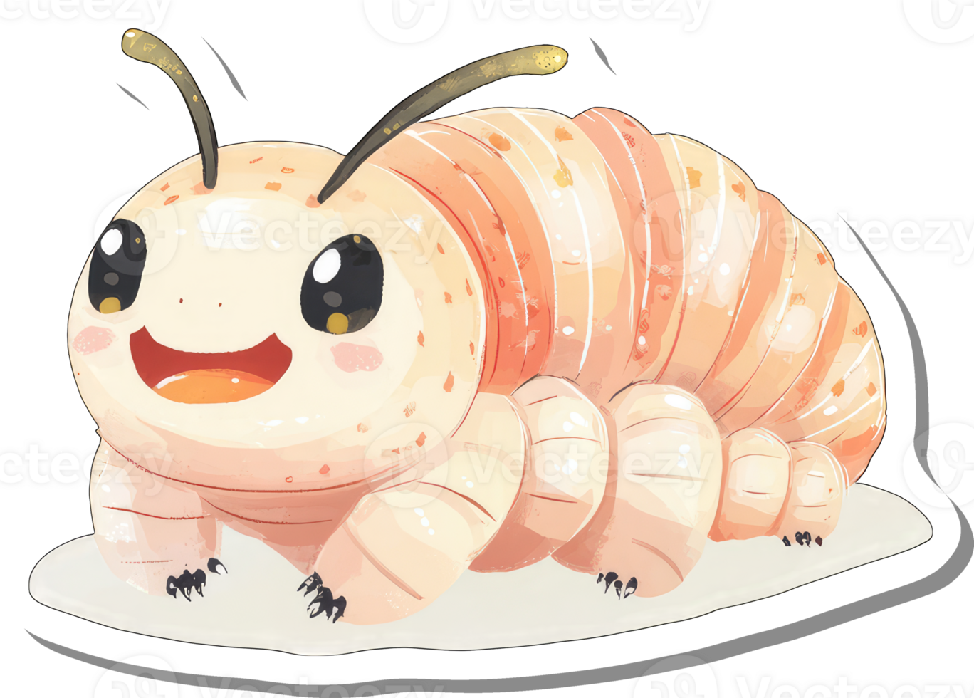 Adorable Cartoon Creature Resembling A Happy Worm png