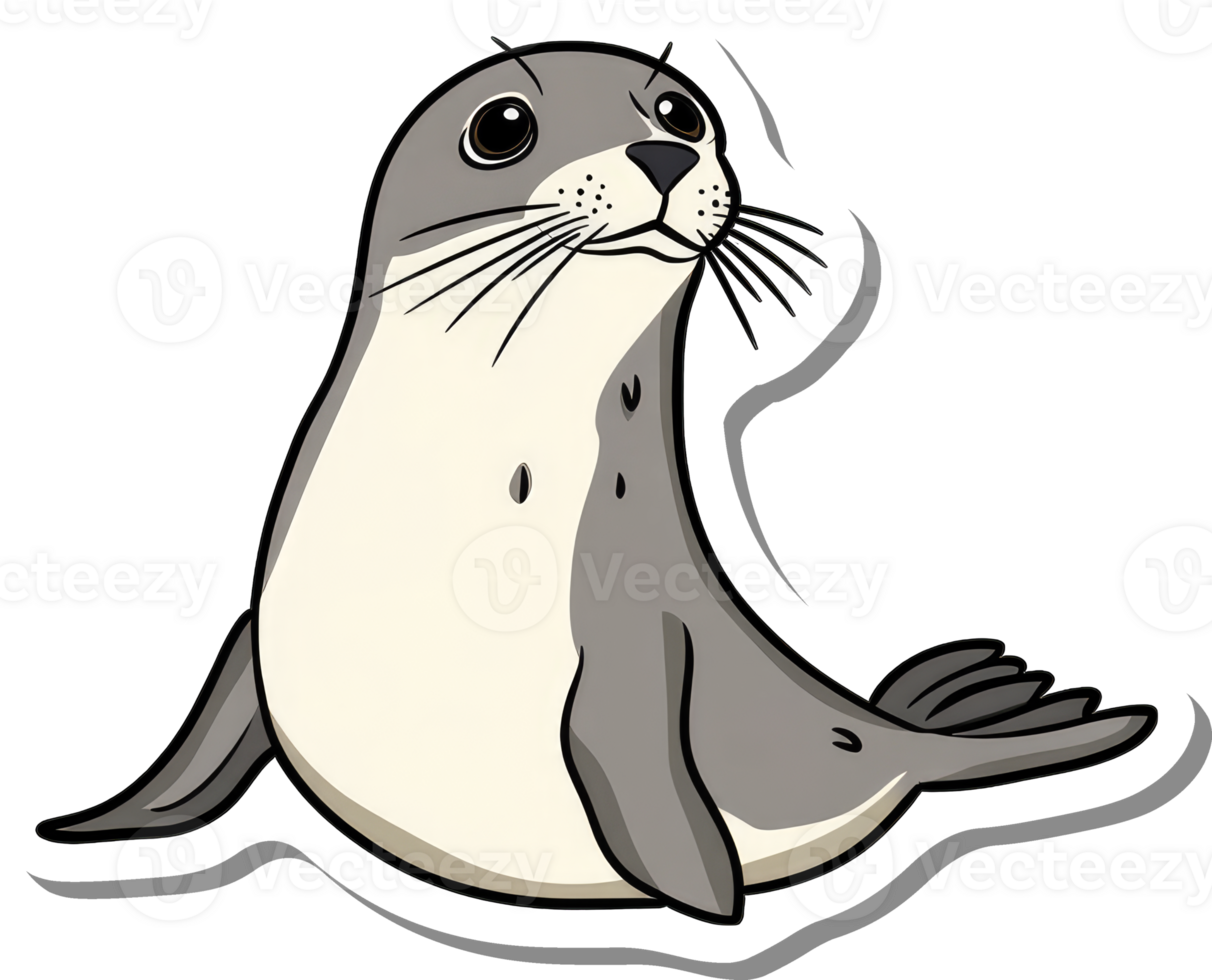 Adorable Cartoon Seal Poses For The Camera png