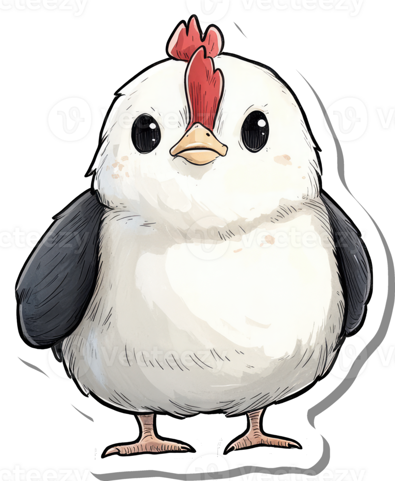 Adorable Cartoon Chicken Illustration Featuring Large Eyes png