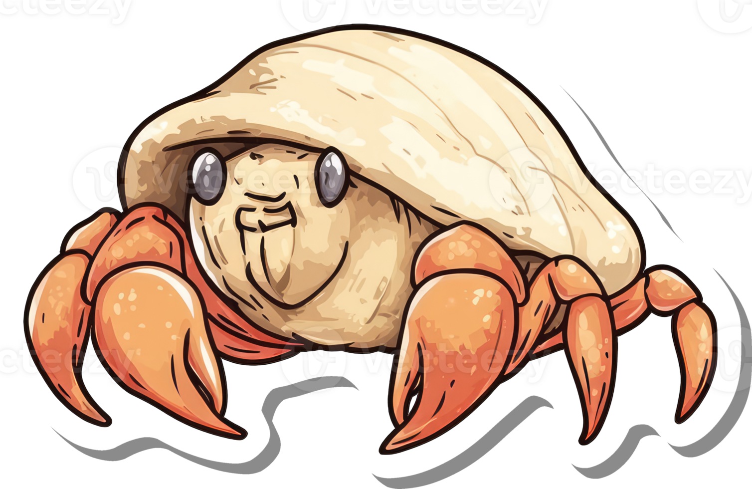 Adorable Cartoon Hermit Crab in Shell png